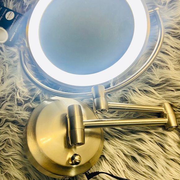 Zadro™ 10X/1X Dual-Sided Round LED Lighted Wall Mount Mirror in Polished Nickel - Picture 6 of 10